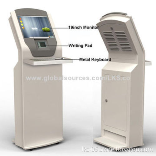 Keyboard Kiosk with 19-inch Touch Screen and Writing Pad